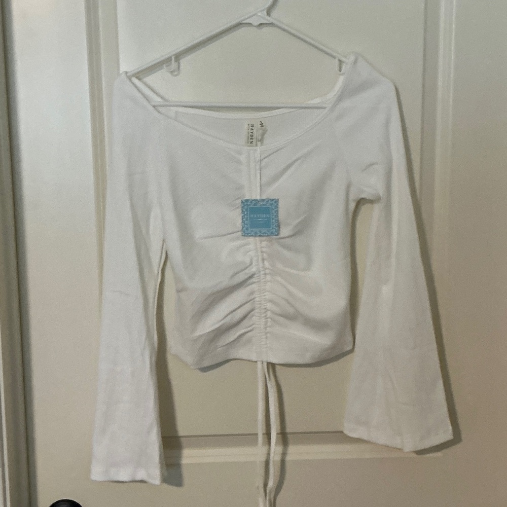 Hayden Los Angeles - Women’s White Long Sleeve Ruched Top